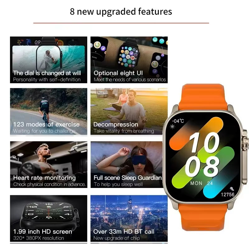New Smartwatch Men 49Mm Series 8 2.3"AMOLED Screen NFC Compass Waterproof for Apple Watch IWO Ultra 8 Smart Watches 2025 Android